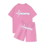 Nofs T Shirt And Shorts Two Piece Tracksuit – Pink