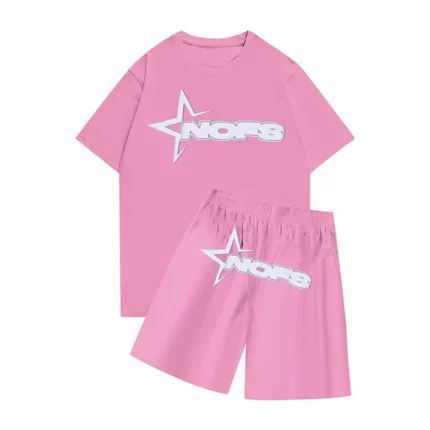 Nofs T Shirt And Shorts Two Piece Tracksuit – Pink